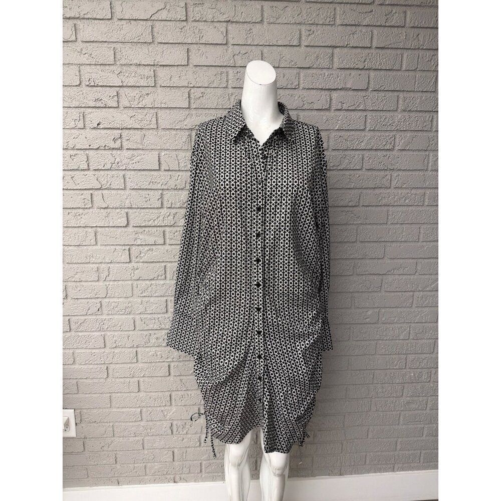 Fashion Nova Women’s Geometric Print Satin Shirt / Tunic Dress Size 1X <3